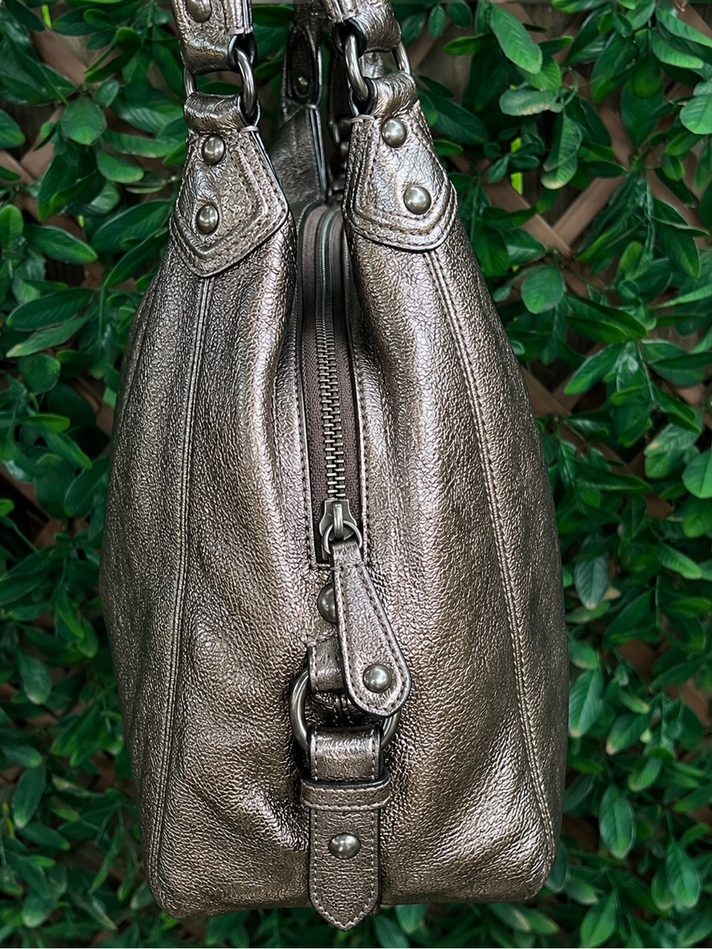 COACH Madison Maggie Metallic Crackled Leather Hobo Bag - Picture 5 of 12